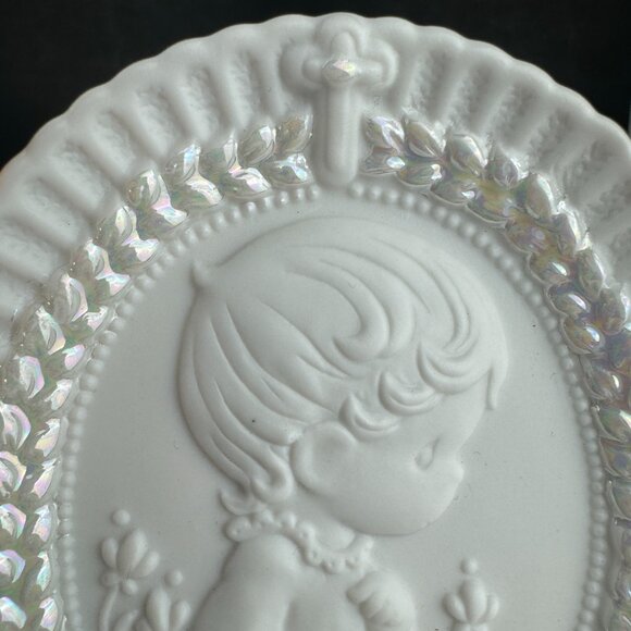 Vtg Precious Moments Small Oval Christening Baptism Decor Plaque Yellow Rose - Picture 10 of 11